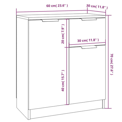 vidaXL Sideboards 2 pcs Concrete Grey 60x30x70 cm Engineered Wood