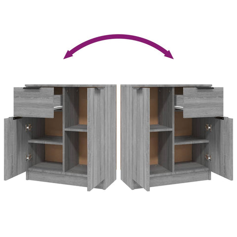 vidaXL Sideboards 2 pcs Grey Sonoma 60x30x70 cm Engineered Wood