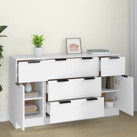 vidaXL 3 Piece Sideboard Set White Engineered Wood
