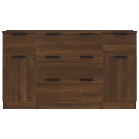 vidaXL 3 Piece Sideboard Set Brown Oak Engineered Wood