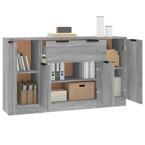 vidaXL Sideboards 3 pcs Grey Sonoma Engineered Wood
