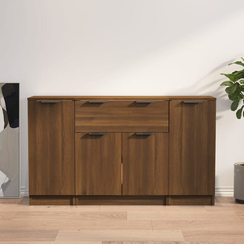 vidaXL Sideboards 3 pcs Brown Oak Engineered Wood