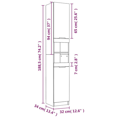vidaXL 5 Piece Bathroom Cabinet Set Smoked Oak Engineered Wood