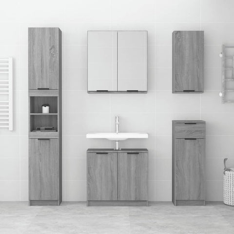 vidaXL 5 Piece Bathroom Cabinet Set Grey Sonoma Engineered Wood
