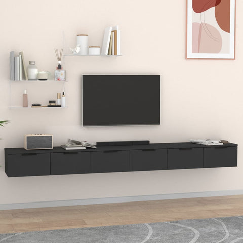 vidaXL Wall Cabinets 2 pcs Black 102x30x20 cm Engineered Wood