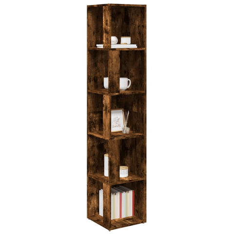 vidaXL Corner Cabinet Smoked Oak 33x33x164.5 cm Engineered Wood