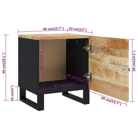 vidaXL Bedside Cabinet 40x33x46 cm Solid Wood Mango