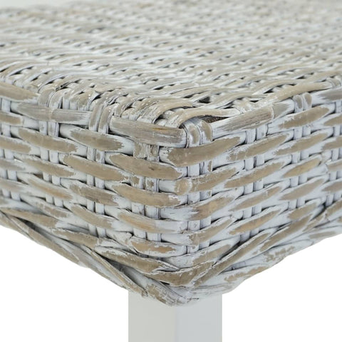 vidaXL Bench White 160x35x45 cm Natural Kubu Rattan & Solid Wood Mahogany
