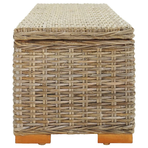 vidaXL Storage Box 110 cm Natural Kubu Rattan & Solid Wood Mahogany
