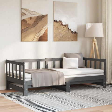 vidaXL Pull-out Day Bed without Mattress Grey 2x(90x190)cm