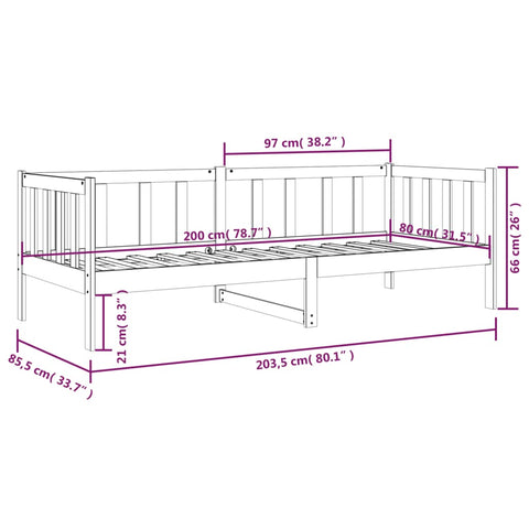 vidaXL Day Bed without Mattress White 80x200cm Solid Wood Pine