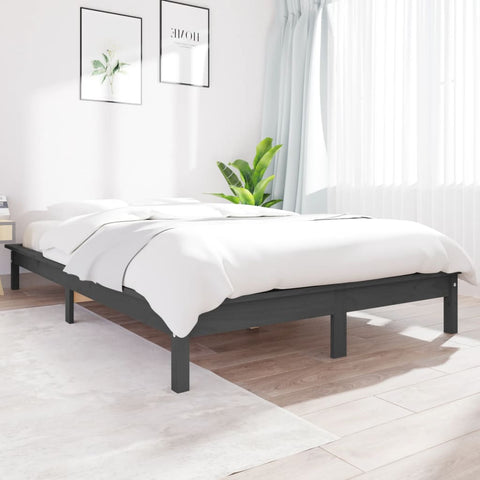 820543 vidaXL Bed Frame without Mattress Grey 140x200 cm Solid Wood