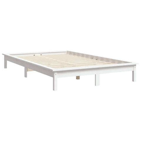 vidaXL Bed Frame without Mattress White Solid Wood Pine King Size