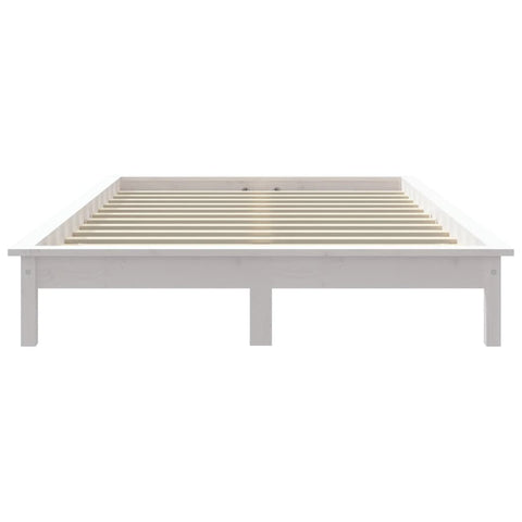 vidaXL Bed Frame without Mattress White Solid Wood Pine King Size