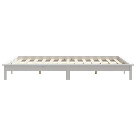 vidaXL Bed Frame without Mattress White Solid Wood Pine King Size