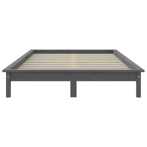 vidaXL Bed Frame without Mattress Grey Solid Wood Pine King Size