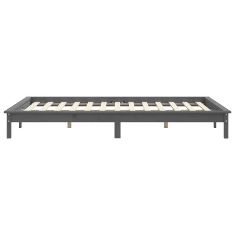 vidaXL Bed Frame without Mattress Grey Solid Wood Pine King Size