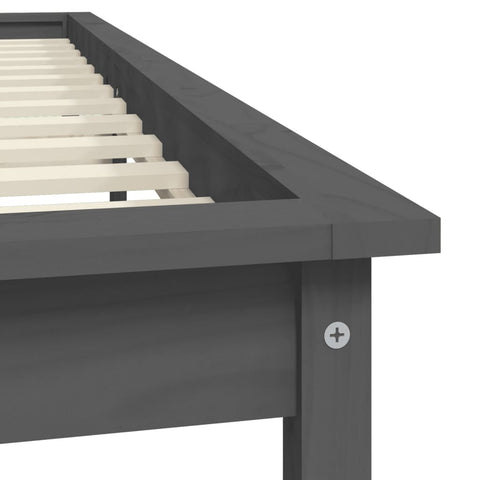 vidaXL Bed Frame without Mattress Grey Solid Wood Pine King Size