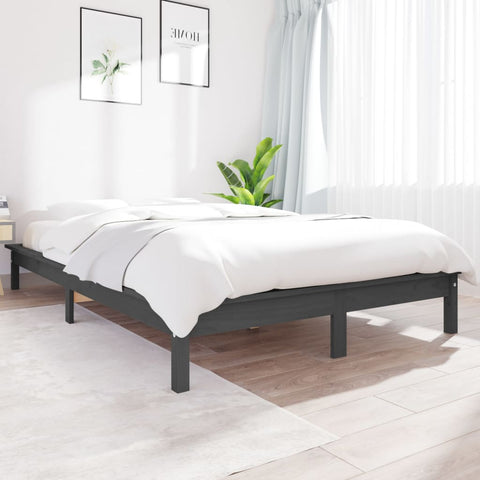 vidaXL Bed Frame without Mattress Grey Solid Wood Pine King Size