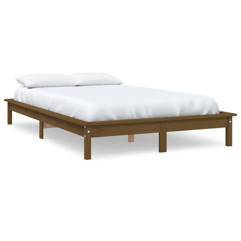 vidaXL Bed Frame without Mattress Honey Brown Double Solid Wood
