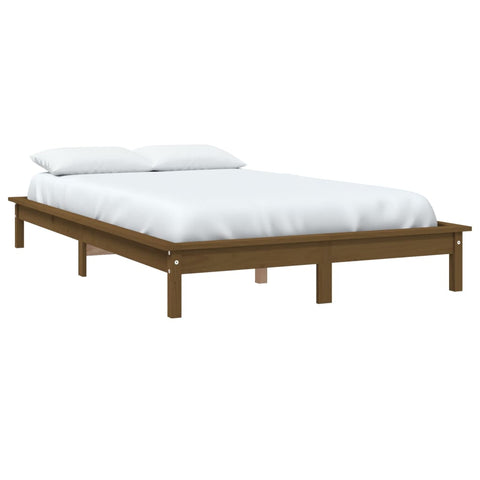 vidaXL Bed Frame without Mattress Honey Brown Double Solid Wood