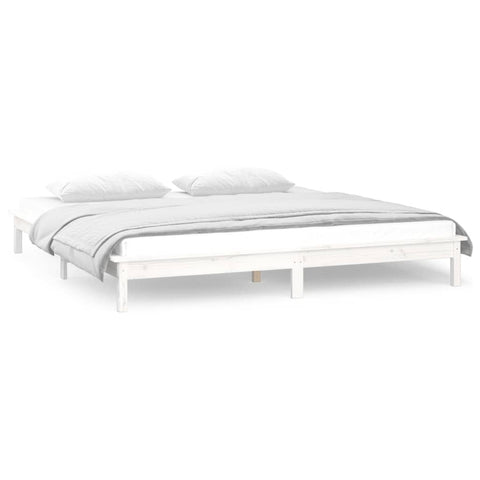 vidaXL LED Bed Frame without Mattress White 140x200 cm Solid Wood