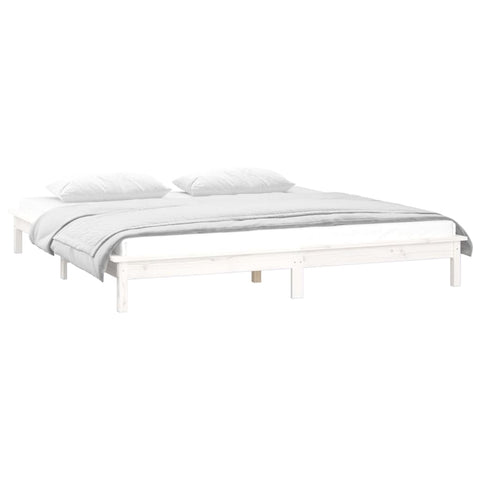 vidaXL LED Bed Frame without Mattress White 140x200 cm Solid Wood