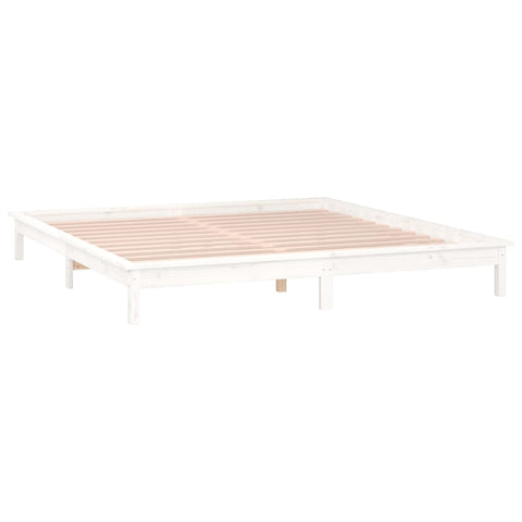 vidaXL LED Bed Frame without Mattress White 140x200 cm Solid Wood