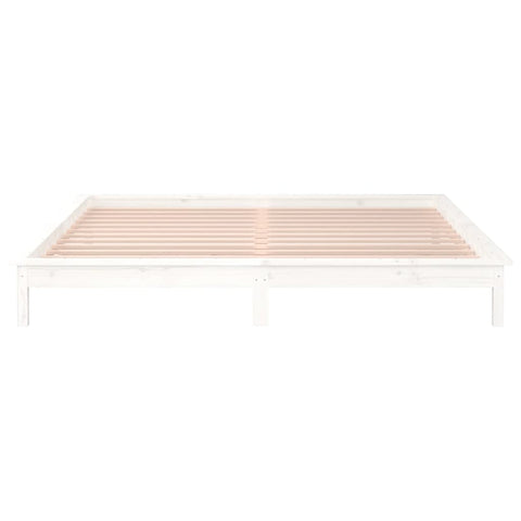 vidaXL LED Bed Frame without Mattress White 140x200 cm Solid Wood