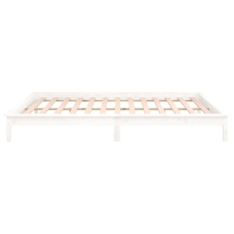vidaXL LED Bed Frame without Mattress White 140x200 cm Solid Wood