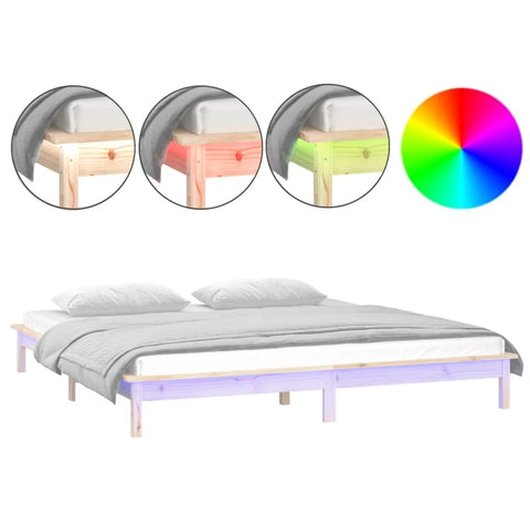 vidaXL LED Bed Frame without Mattress 160x200 cm Solid Wood