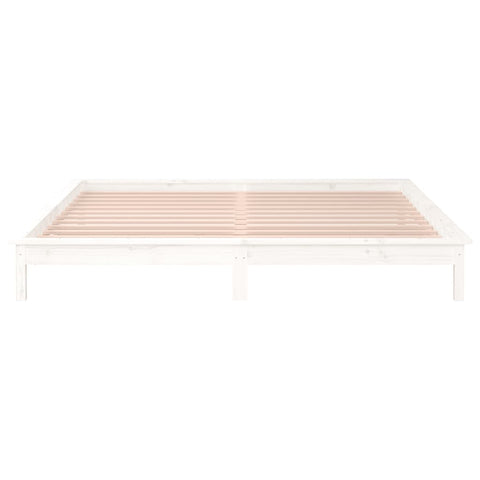 vidaXL LED Bed Frame without Mattress White 180x200 cm Super King  Solid Wood