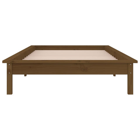 vidaXL LED Bed Frame without Mattress Honey Brown 75x190cm  Solid Wood