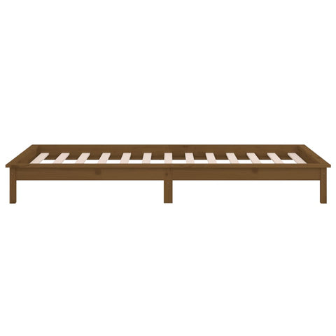vidaXL LED Bed Frame without Mattress Honey Brown 75x190cm  Solid Wood