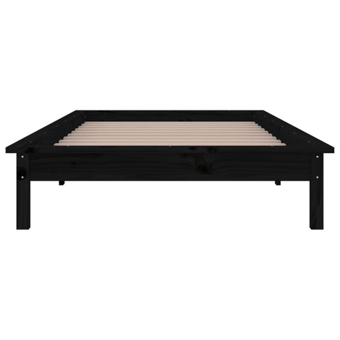 vidaXL LED Bed Frame without Mattress Black 90x190 cm Single Single Solid Wood
