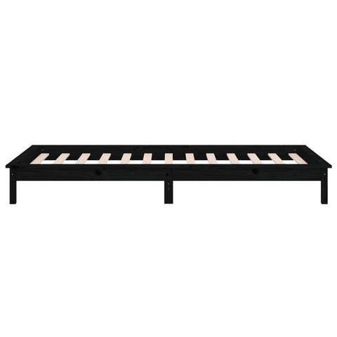 vidaXL LED Bed Frame without Mattress Black 90x190 cm Single Single Solid Wood