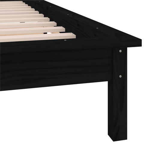 vidaXL LED Bed Frame without Mattress Black 90x190 cm Single Single Solid Wood