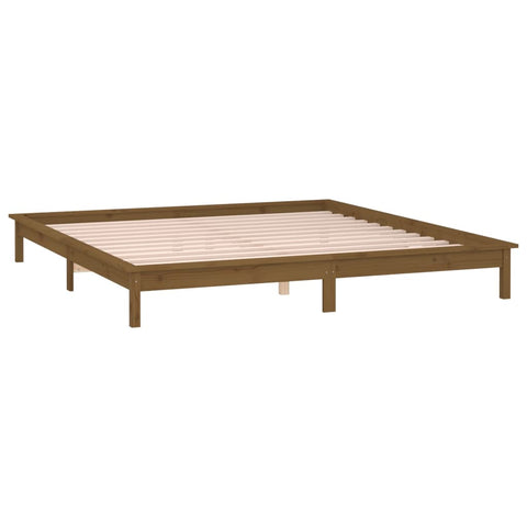 vidaXL LED Bed Frame without Mattress Honey Brown 140x190 cm Solid Wood