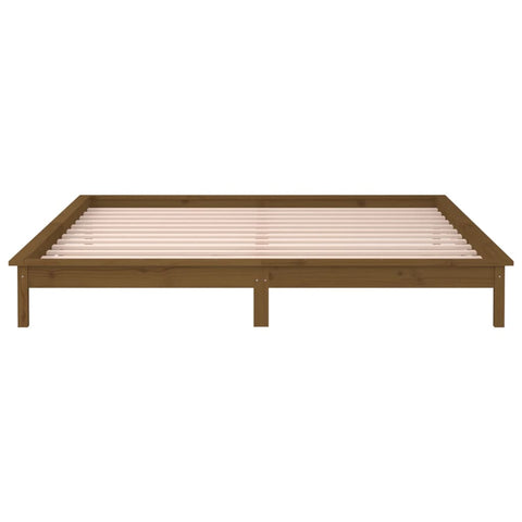 vidaXL LED Bed Frame without Mattress Honey Brown 140x190 cm Solid Wood