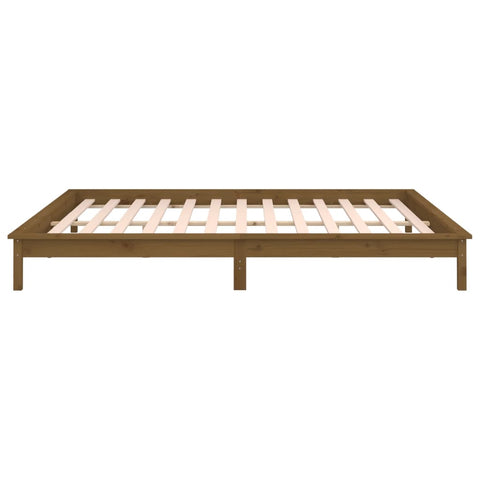 vidaXL LED Bed Frame without Mattress Honey Brown 140x190 cm Solid Wood