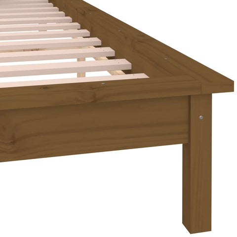 vidaXL LED Bed Frame without Mattress Honey Brown 140x190 cm Solid Wood