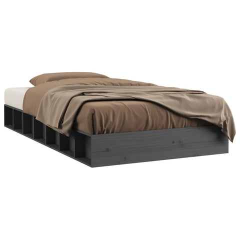 vidaXL Bed Frame without Mattress Grey 135x190 cm Double Double Solid Wood