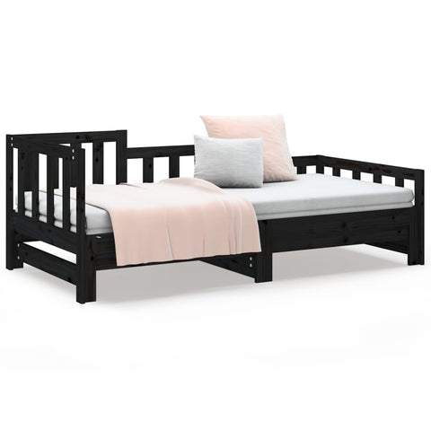 vidaXL Pull-out Day Bed without Mattress Black 2x cm Solid Wood Pine
