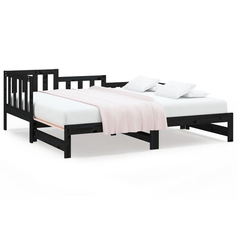 vidaXL Pull-out Day Bed without Mattress Black 2x(90x200) cm