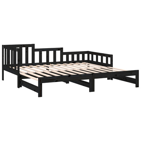 vidaXL Pull-out Day Bed without Mattress Black 2x(90x200) cm