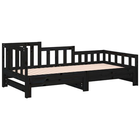 vidaXL Pull-out Day Bed without Mattress Black 2x(90x200) cm