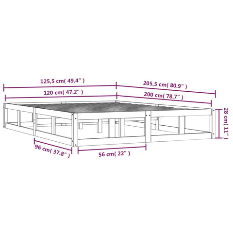 vidaXL Bed Frame without Mattress Honey Brown 120x200 cm Solid Wood