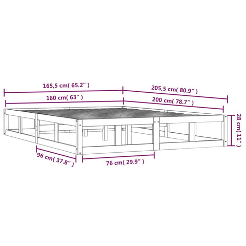 vidaXL Bed Frame without Mattress White 160x200 cm Solid Wood