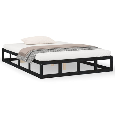vidaXL Bed Frame without Mattress Black 180x200 cm Super King  Solid Wood
