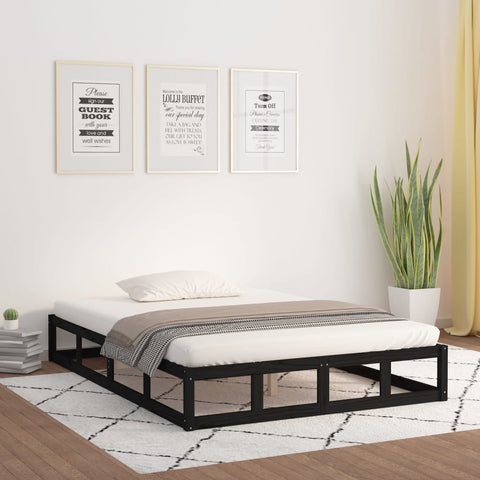 vidaXL Bed Frame without Mattress Black 180x200 cm Super King  Solid Wood